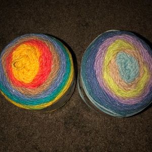 2 Skeins Of Mandala Sparkle yarn cakes